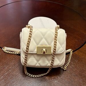 Kate Spade Cream Quilted Crossbody Bag with Gold Chain